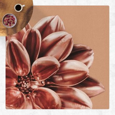 Kork-Teppich - Dahlie Rosegold Rosa Detail - Quadrat 1:1