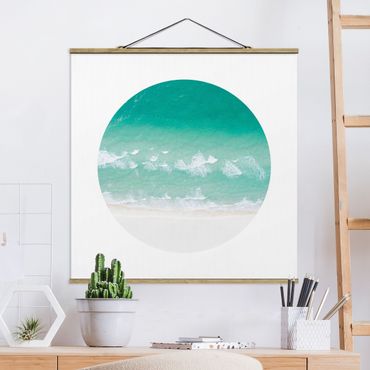 Stoffbild mit Posterleisten - Das Meer im Kreis - Quadrat 1:1