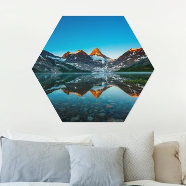 Hexagon Bild Alu-Dibond - Berglandschaft am Lake Magog in Kanada