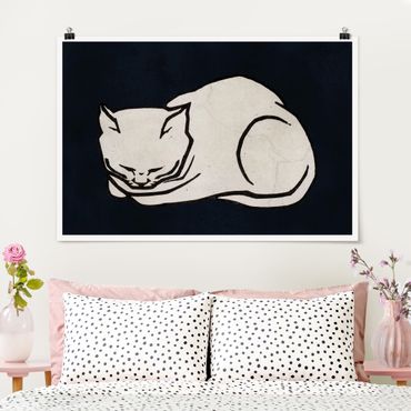 Poster - Schlafende Katze Illustration - Querformat 2:3