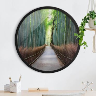 Rundes Gerahmtes Bild - Der Weg durch den Bambus