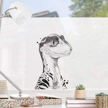 Fensterfolie - Sichtschutz - Dino Zeichnung - Raptor - Fensterbilder