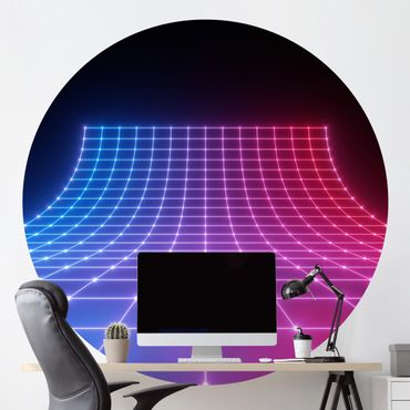 Runde Tapete selbstklebend - Dreidimensionales Neonlicht