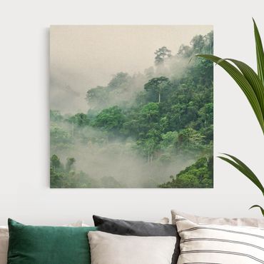 Leinwandbild Natur - Dschungel im Nebel - Quadrat 1:1