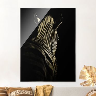 Glasbild - Dunkle Zebra Silhouette - Hochformat 4:3