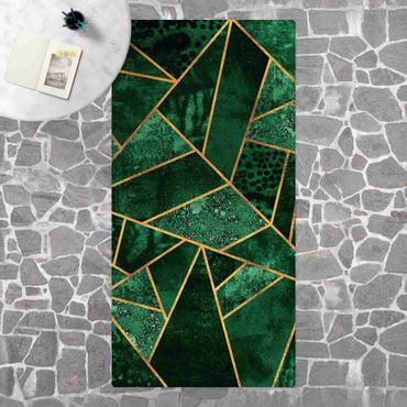 Kork-Teppich - Dunkler Smaragd mit Gold - Hochformat 1:2