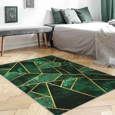 Teppich - Dunkler Smaragd mit Gold