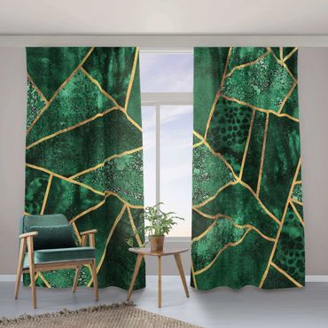 Vorhang - Dunkler Smaragd mit Gold