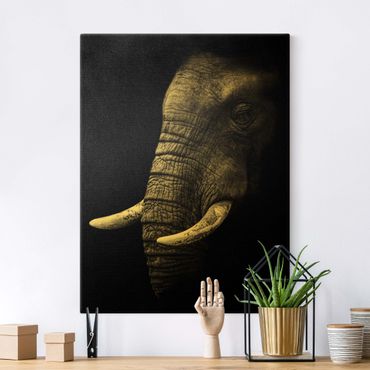 Leinwandbild - Dunkles Elefanten Portrait - Hochformat 4:3