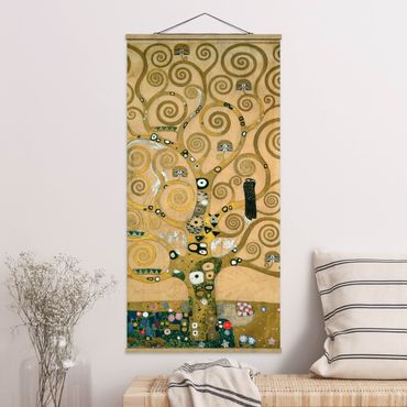 Stoffbild mit Posterleisten - Gustav Klimt - Der Lebensbaum - Hochformat 1:2