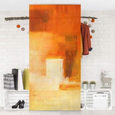 Raumteiler - Petra Schüßler - Komposition in Orange und Braun 03 250x120cm