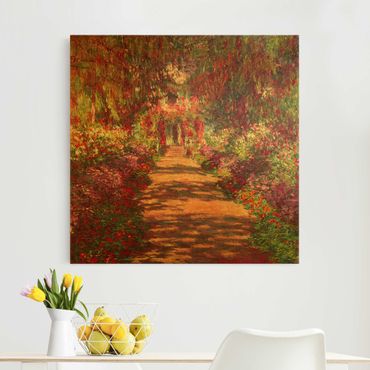 Leinwandbild - Claude Monet - Weg in Monets Garten in Giverny - Quadrat 1:1