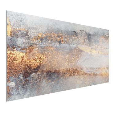 Alu-Dibond - Gold-Grauer Nebel - Hochformat