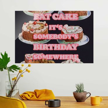 Glasbild - Eat Cake It's Birthday - Querformat 3:2