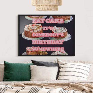Bild mit Rahmen - Eat Cake It's Birthday - Querformat 4:3