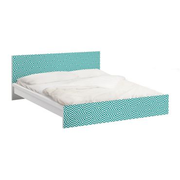Möbelfolie für IKEA Malm Bett niedrig 140x200cm - Klebefolie Geometrisches Design Mint