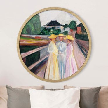 Rundes Gerahmtes Bild - Edvard Munch - Drei Mädchen