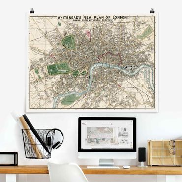 Poster - Vintage Stadtplan London - Querformat 3:4