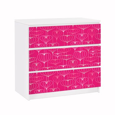 Möbelfolie für IKEA Malm Kommode - Klebefolie Herz Musterdesign
