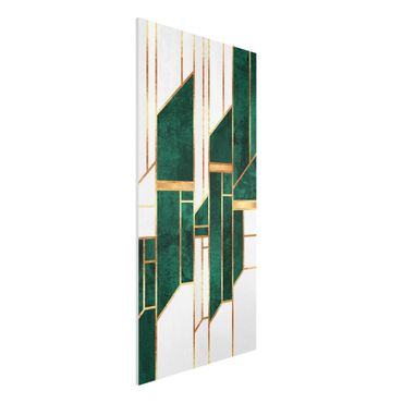 Forex Fine Art Print - Emerald und Gold Geometrie - Hochformat 1:2