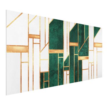 Forex Fine Art Print - Emerald und Gold Geometrie - Querformat 2:1