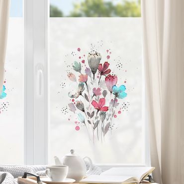 Fensterfolie - Sichtschutz - Esther Meinl - Aquarell Blumen im Frühling - Fensterbilder