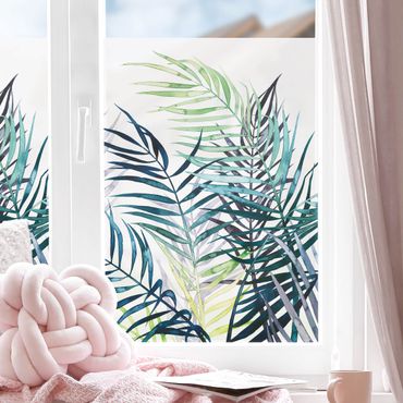 Fensterfolie - Sichtschutz - Exotisches Blattwerk - Palme - Fensterbilder