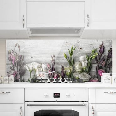 Küchenrückwand aus Glas ESG Spritzschutz 125x50cm Mohnblumen Pflanzen 
