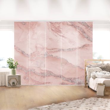 Schiebegardinen Set - Farbexperimente Marmor Rose und Glitzer - Flächenvorhang