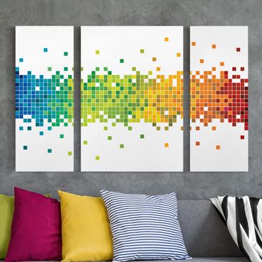 Leinwandbild 3-teilig - Pixel-Regenbogen - Triptychon