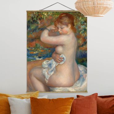 Stoffbild mit Posterleisten - Auguste Renoir - Badende - Hochformat 3:4