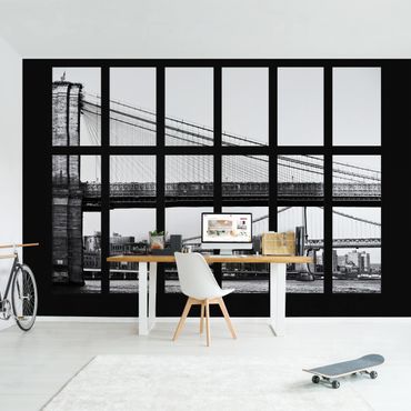 Fototapete - Fenster Brücken New York