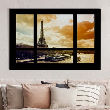 Akustikbild - Fensterblick - Paris Eiffelturm Sonnenuntergang