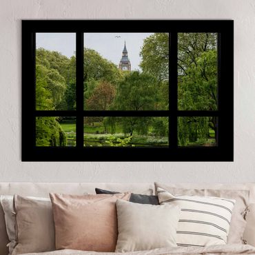 Akustikbild - Fensterblick über St. James Park auf Big Ben