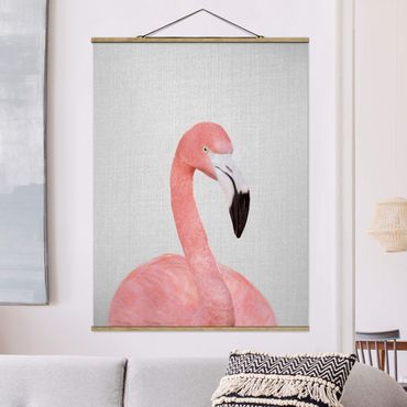 Stoffbild mit Posterleisten - Flamingo Fabian - Hochformat 3:4