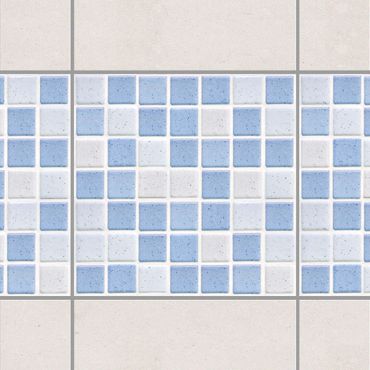 Fliesen Bordüre - Mosaikfliesen Hellblau 15x15cm - Fliesensticker Set