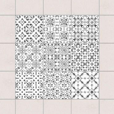 Fliesenaufkleber - Grau Weiß Muster Serie