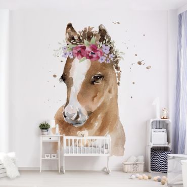 Fototapete - Florales Pony