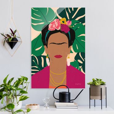 Glasbild - Frida tropische Collage - Hochformat