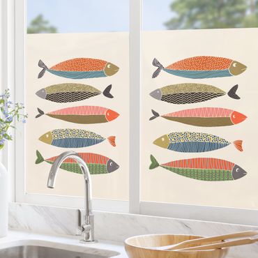 Fensterfolie - Sichtschutz - Fünf bunte Fische - Fensterbilder