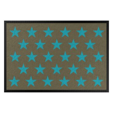 Fußmatte - Sterne versetzt braun türkisblau