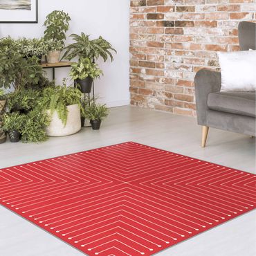 Teppich - Geometrische Ecken rot