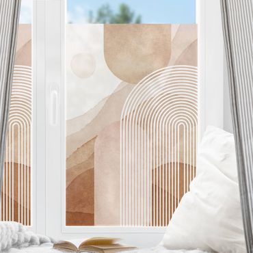 Fensterfolie - Sichtschutz - Geometrische Formen - Regenbogenlandschaft - Fensterbilder