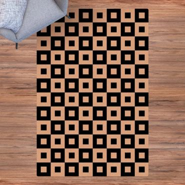 Kork-Teppich - Geometrisches Muster aus Schwarz Weißen Quadraten - Hochformat 2:3