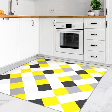 Teppich - Geometrisches Muster gedrehtes Schachbrett Gelb