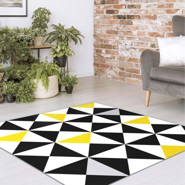 Teppich - Geometrisches Muster große Dreiecke Farbakzent Gelb