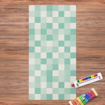 Kork-Teppich - Geometrisches Muster Mosaik Mintgrün - Hochformat 1:2