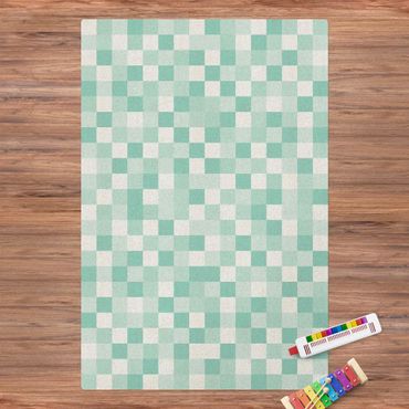 Kork-Teppich - Geometrisches Muster Mosaik Mintgrün - Hochformat 2:3