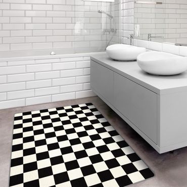 Teppich - Geometrisches Muster Schachbrett Schwarz Weiß