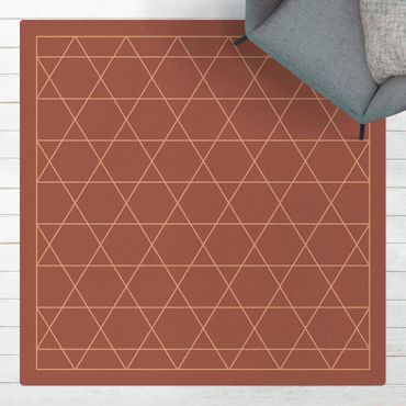 Kork-Teppich - Geometrisches Muster sechseckige Sterne mit Rahmen - Quadrat 1:1